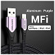 Кабель USB 2.0 AM-Lightning M, 2.0м 2.4A Aluminum Alloy Purple Vention