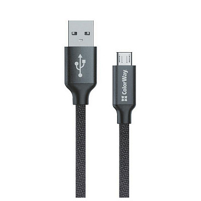 Кабель ColorWay USB-MicroUSB, 1м Black (CW-CBUM002-BK)