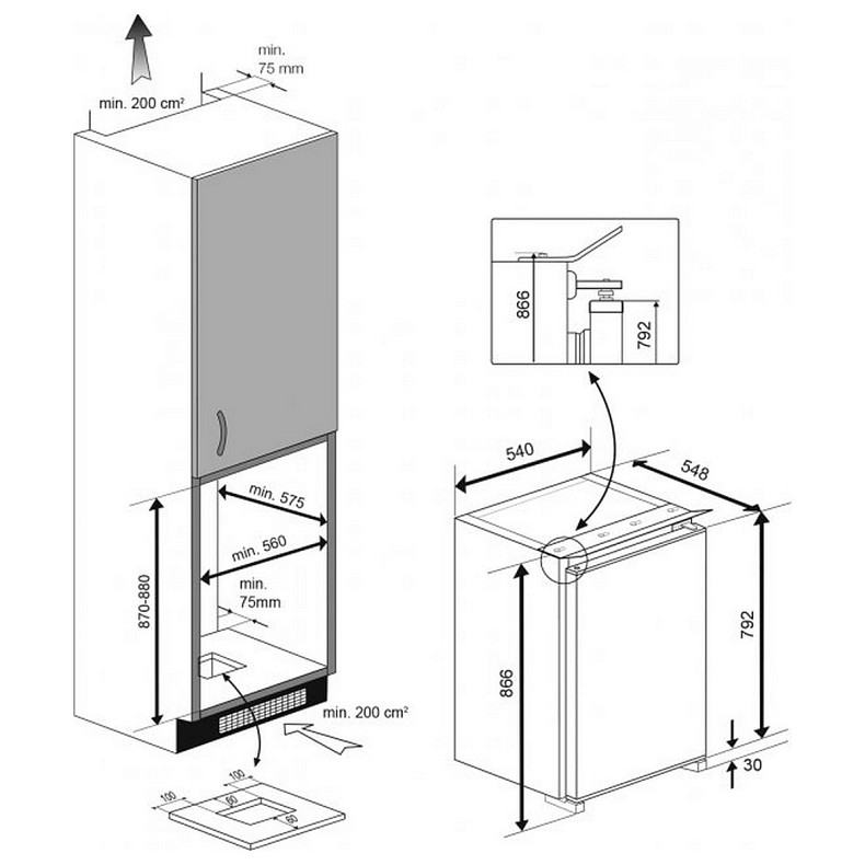 Вбудований холодильник BEKO B1752HCA+