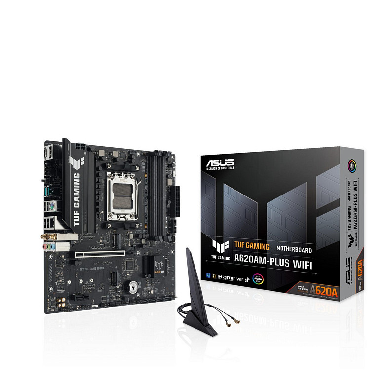 Материнcька плата ASUS TUF GAMING A620AM-PLUS WIFI sAM5 A620 4xDDR5 HDMI DP Wi-Fi BT mATX