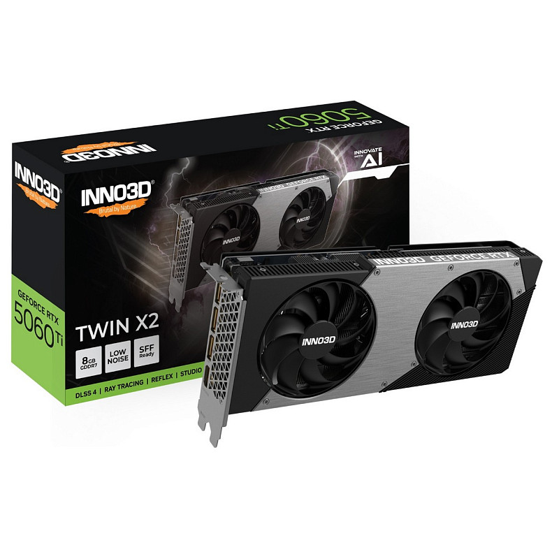 Видеокарта Inno3D GeForce RTX5060 Ti TWIN X2, 8GB GDDR7, 128bit, PCI Express 5.0
