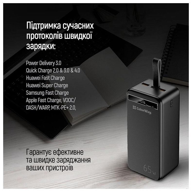 Универсальная мобильная батарея ColorWay Powerful 40000mAh Black (CW-PB400LPA4BK-PDD)