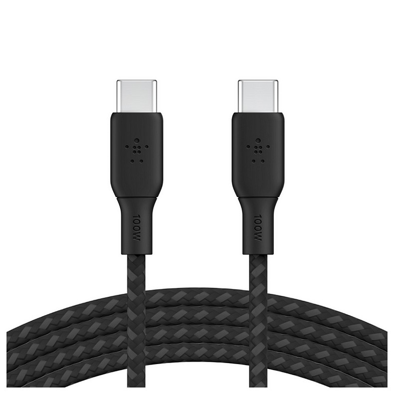 Кабель Belkin USB-С > USB-С, 2м, 100Вт, плетений, чорний