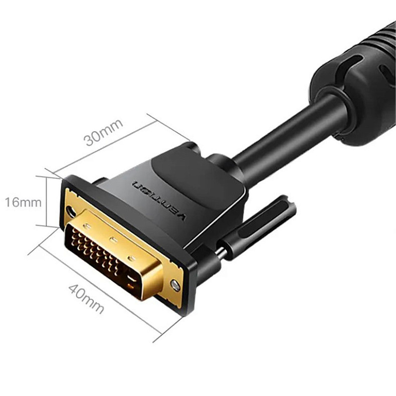 Кабель DVI-D 24M - 24M, 1.5 м, 2K 60Hz Dual Linik Vention