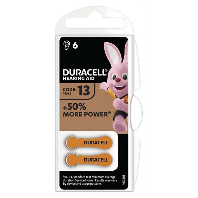 Батарейка Duracell Hearing Aid HA 13 BL 6 шт (для слухових апаратів)