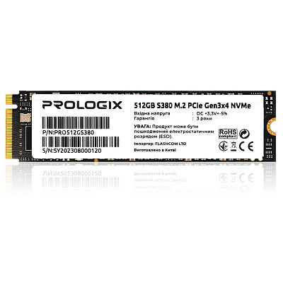 SSD диск Prologix S380 M.2 2280 PCIe 3.0 x4 NVMe TLC (PRO512GS380) 512GB