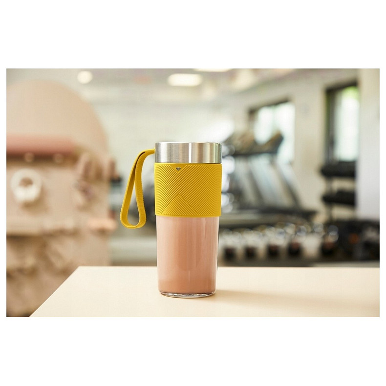 Блендер Tefal Lightmix портативний для смузі, чаша-300мл, USB, тритан, жовтий