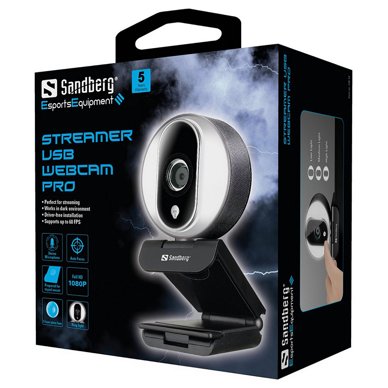 Веб-камера Sandberg Streamer Webcam Pro Full HD Autofocus Ring Light