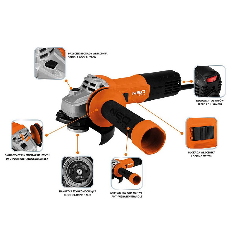 Шлифмашина угловая Neo Tools 04-716
