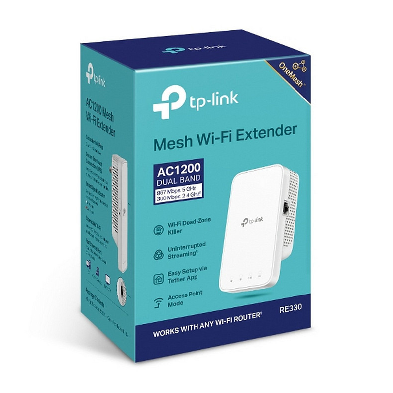 Повторитель Wi-Fi сигнала TP-LINK RE330 AC1200 1хFE LAN OneMesh