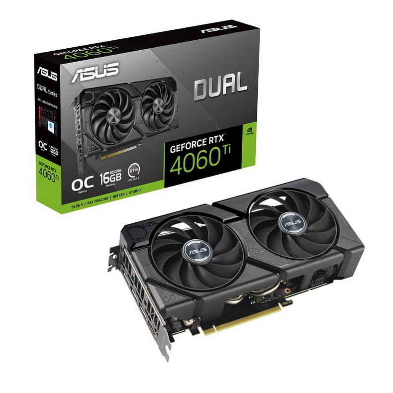 Відеокарта GF RTX 4060 Ti 16GB GDDR6 Dual EVO OC Asus (DUAL-RTX4060TI-O16G-EVO)