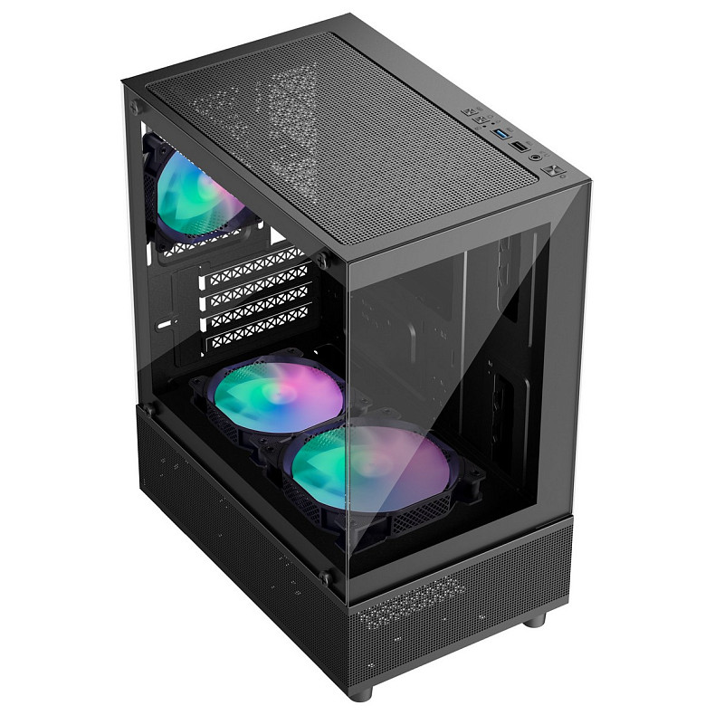 Корпус 1stPlayer Mi2-A-BK-2F7R-1F7 Black без БП