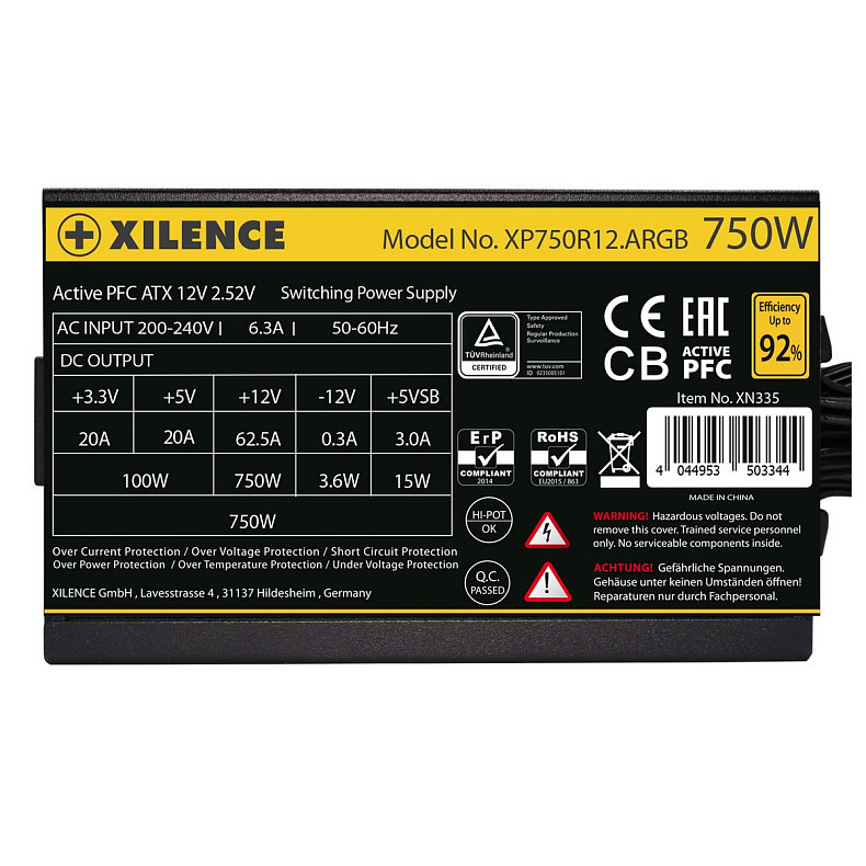 БП 750W Xilence XP750R12.ARGB Gaming Gold Series, 120mm, >90%, Retail Box