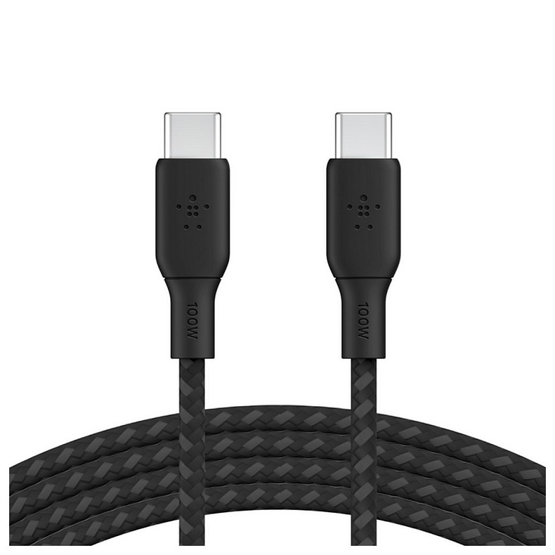Кабель Belkin USB-С > USB-С, 2м, 100Вт, плетеный, черный