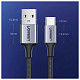 Кабель USB 2.0 AM-Type-C M, 3 м, 3.0A, (18W) Nickel Plating Aluminum Braid Косм сірий, US288 UGREEN