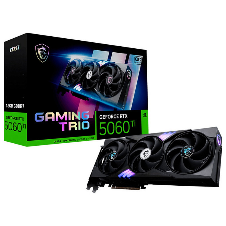 Відеокарта MSI Gaming Trio OC GF RTX 5060 Ti 16GB GDDR7 (GeForce RTX 5060 Ti 16G GAMING TRIO OC)