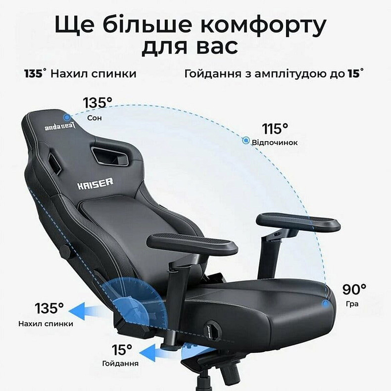 Крісло ігрове Anda Seat Kaiser 4 V2 Size XL Dark Gray Fabric