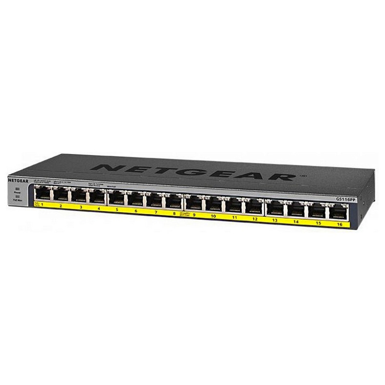 Коммутатор NETGEAR GS116PP 16x1GE PoE+(183Вт), FlexPoE, неуправляемый