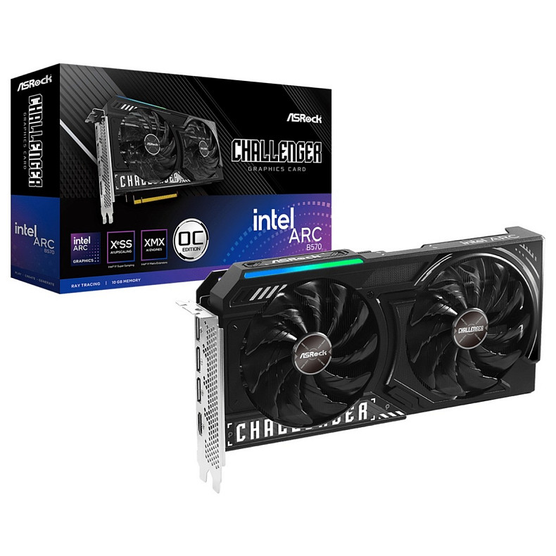 Видеокарта Arc B570 ASRock Challenger 10GB OC, 10GB DDR6, 160 bit, PCI-E 4.0x8