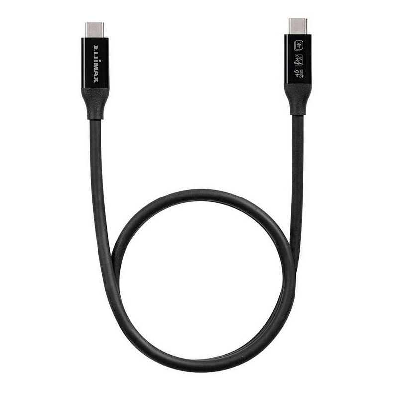 Кабель Edimax UC4 V2 USB-C-USB-C Thunderbolt3, 1.0м Black Up to 240W, 20V/5A Max. (UC4-010TB)