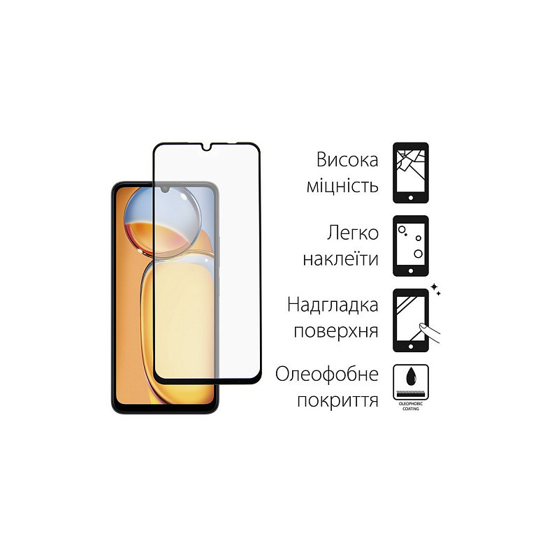 Захисне скло Dengos для Xiaomi Redmi 13C 4G Black Full Glue (DG-TGSCP-04)