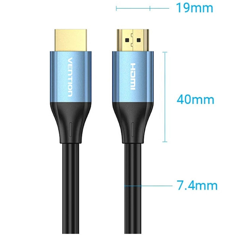 Кабель HDMI M-M, 2.0 м, V2.0, 4K 60Гц, Aluminum Alloy Blue Vention