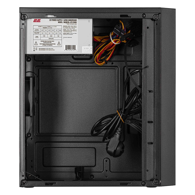 Корпус 2E TeamX TMX04, з БЖ 2E ATX500W, 2xUSB3.0, 1x80мм, VGA 220мм, mATX, чорний