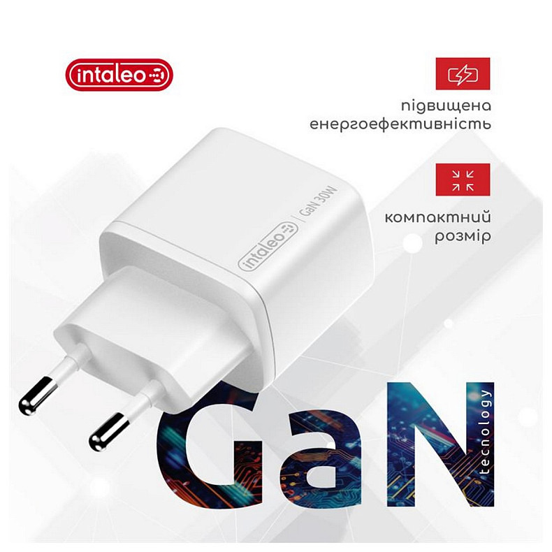 Сетевое зарядное устройство Intaleo TCG30GAN USB-C PD+USB-A QC 3.0 White (1283126578274)