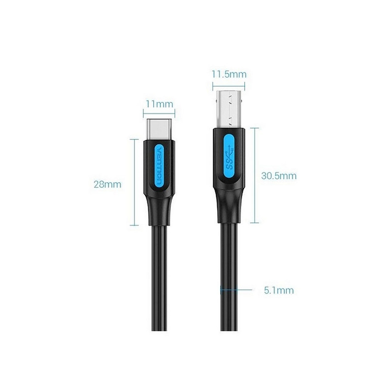 Кабель для принтера Vention USB - USB Type-B V 3.0 (M/M), 1 м, черный (CQVBF)