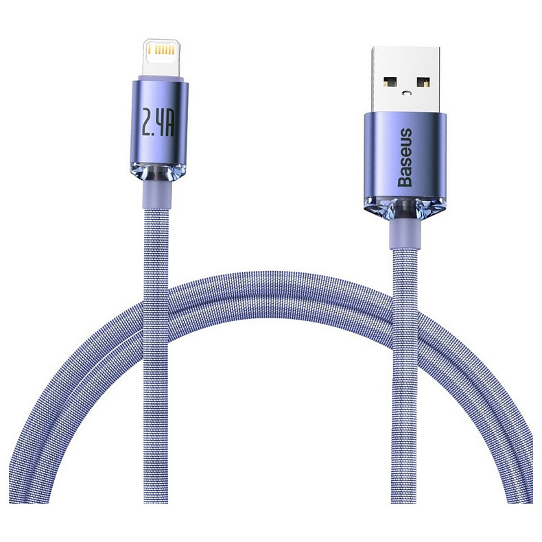 Кабель Baseus Crystal Shine USB - Lightning, 2.4A, 2м Purple (CAJY000105)