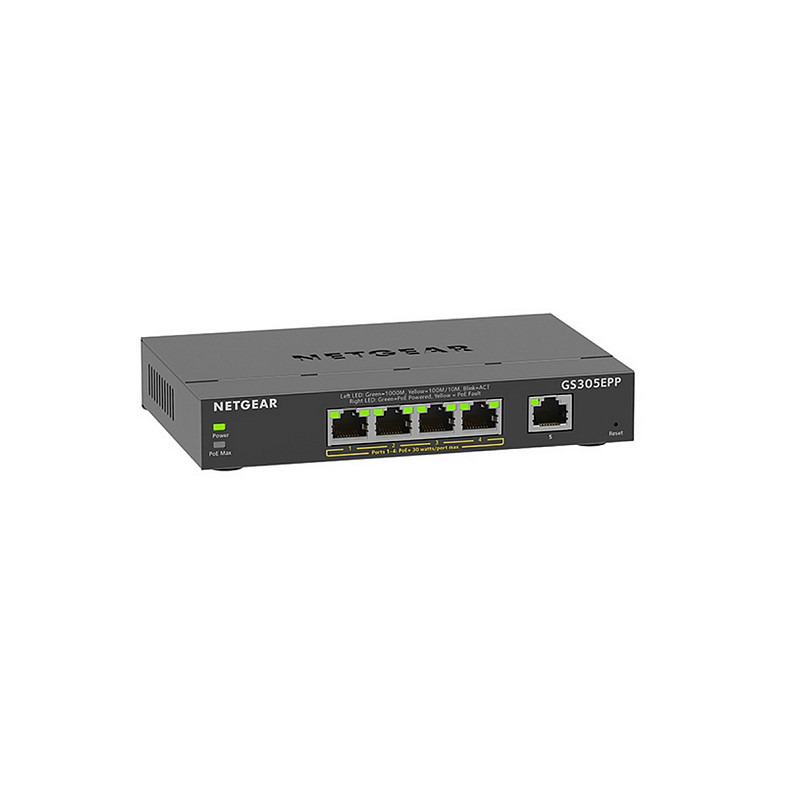 Коммутатор NETGEAR GS305EPP 4xGE PoE+ (120Вт), 1xGE, управляемый