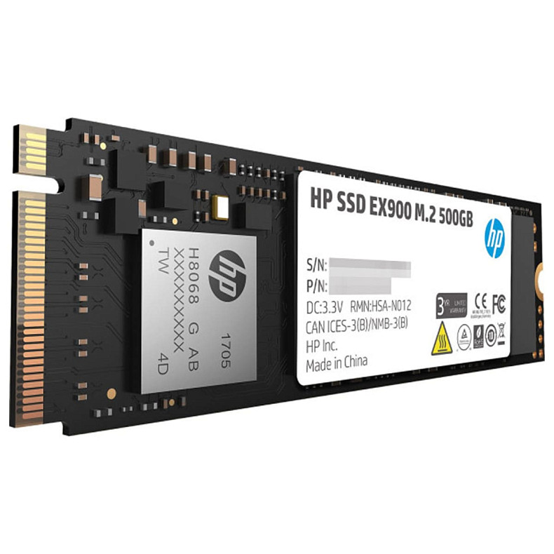 SSD накопичувач 500GB HP EX900 M.2 2280 PCI Ex Gen3 x4 3D NAND, Retail (2YY44AA)