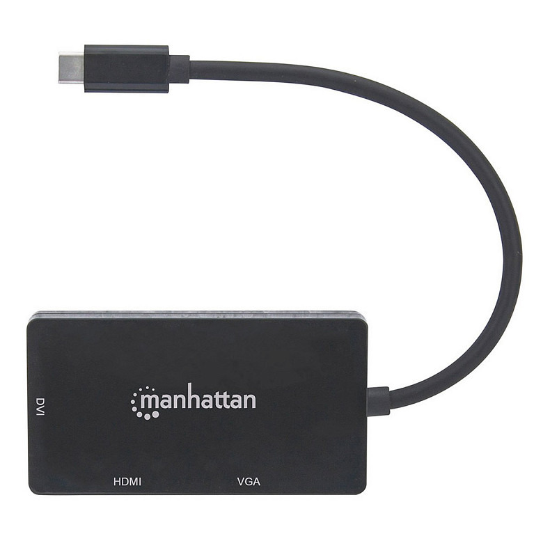 Док-станция Intracom USB3.1 Type-C --> HDMI/DVI-I/VGA Black Manhattan