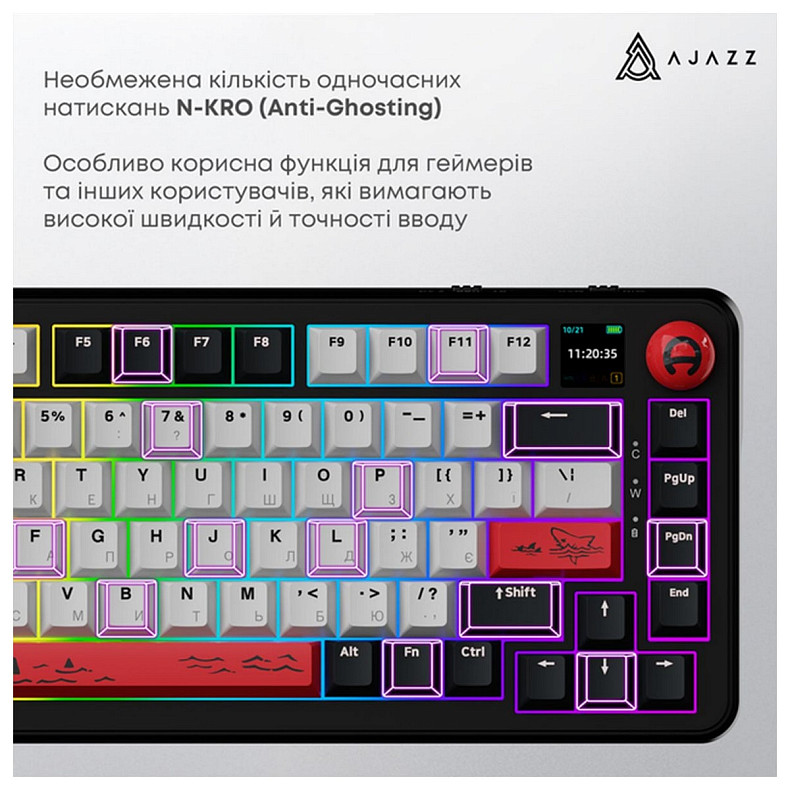 Клавиатура Ajazz AK820 MAX Avocado Switch Black RGB (AK820MAX-AS-BG)