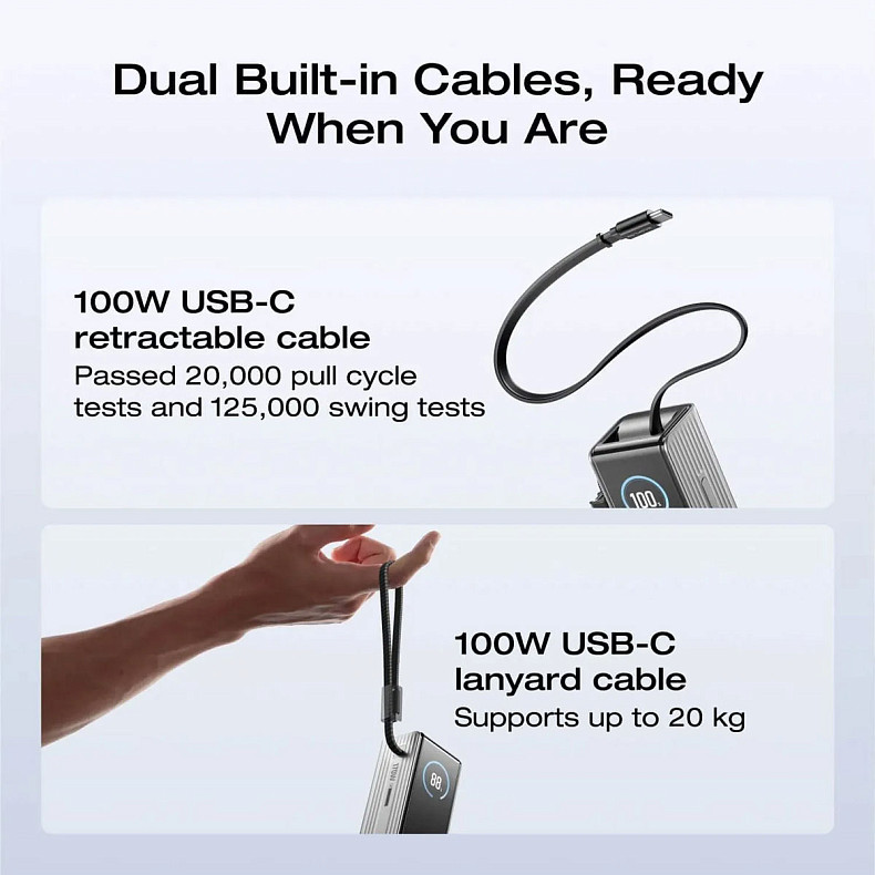 Павербанк EcoFlow RAPID Power Bank с кабелями 25000mAh черный