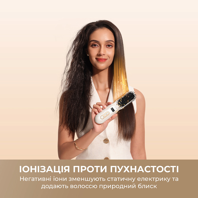 Беспроводная щетка-выпрямитель для волос с ионизацией Dreame Silky White (AA02A-WH)