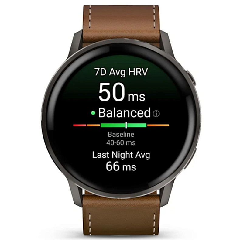 Смарт-годинник GARMIN Venu 4 45 mm Slate with Black Silicone Band and Brown Leather Band (010-03014-03)