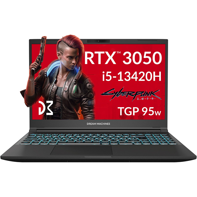 Ноутбук Dream Machines RG3050-15UA71 15.6” FHD 144Hz/i5-13420H/16GB/SSD 1TB/RTX3050/GLAN/DOS