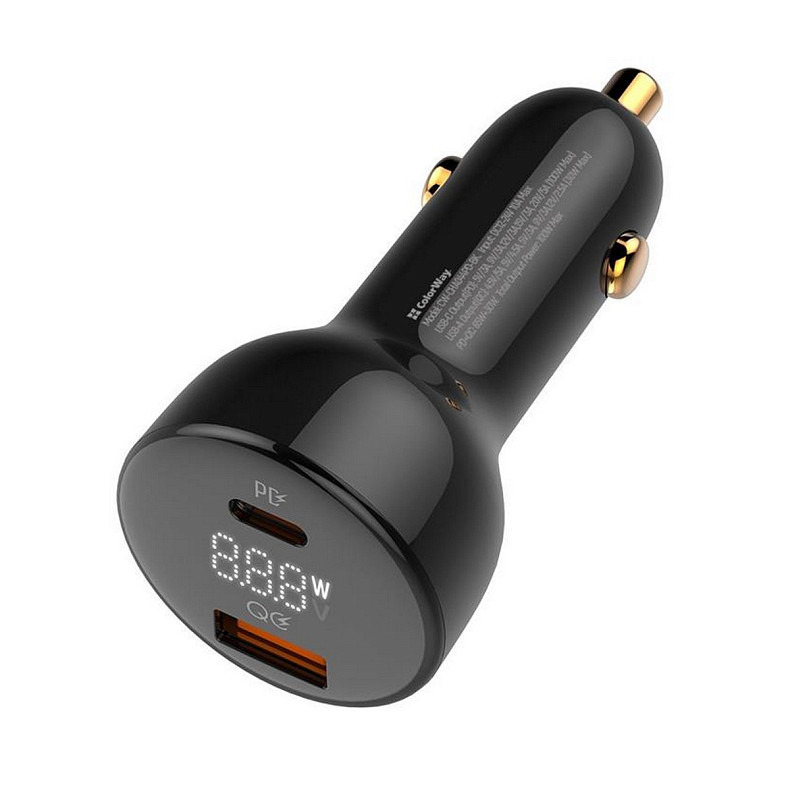 Автомобильное зарядное устройство ColorWay Power Delivery Port PPS USB (USB-A + USB-C, 100W) PD, QC