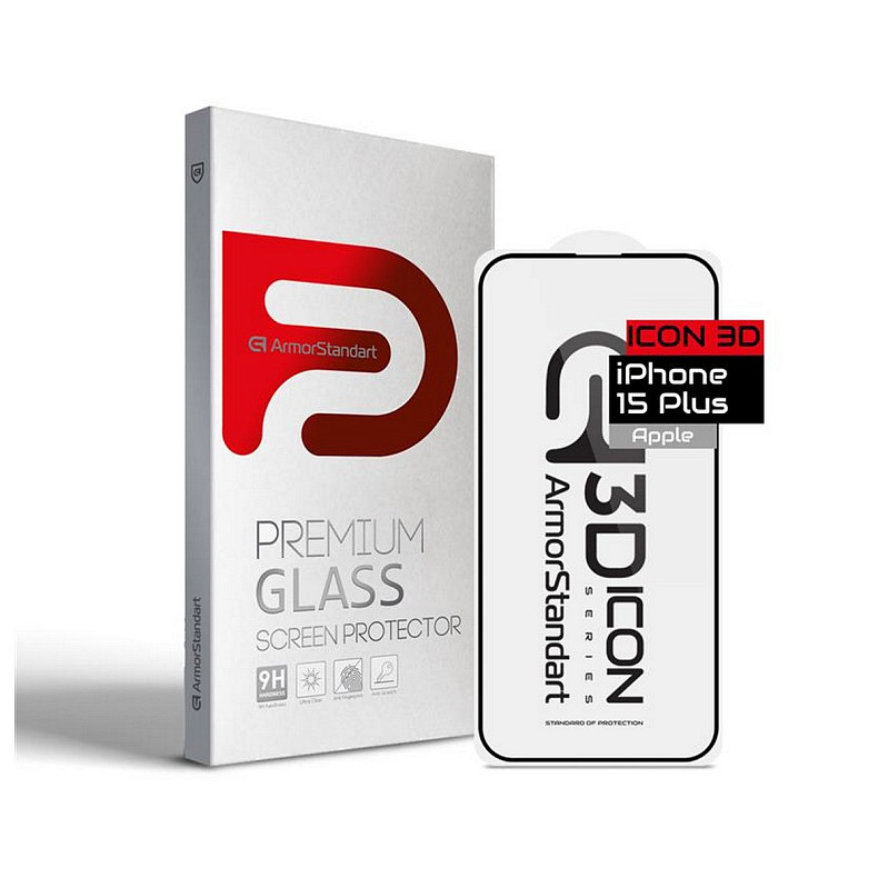 Захисне скло Armorstandart Icon 3D для Apple iPhone 15 Plus Black (ARM68214)