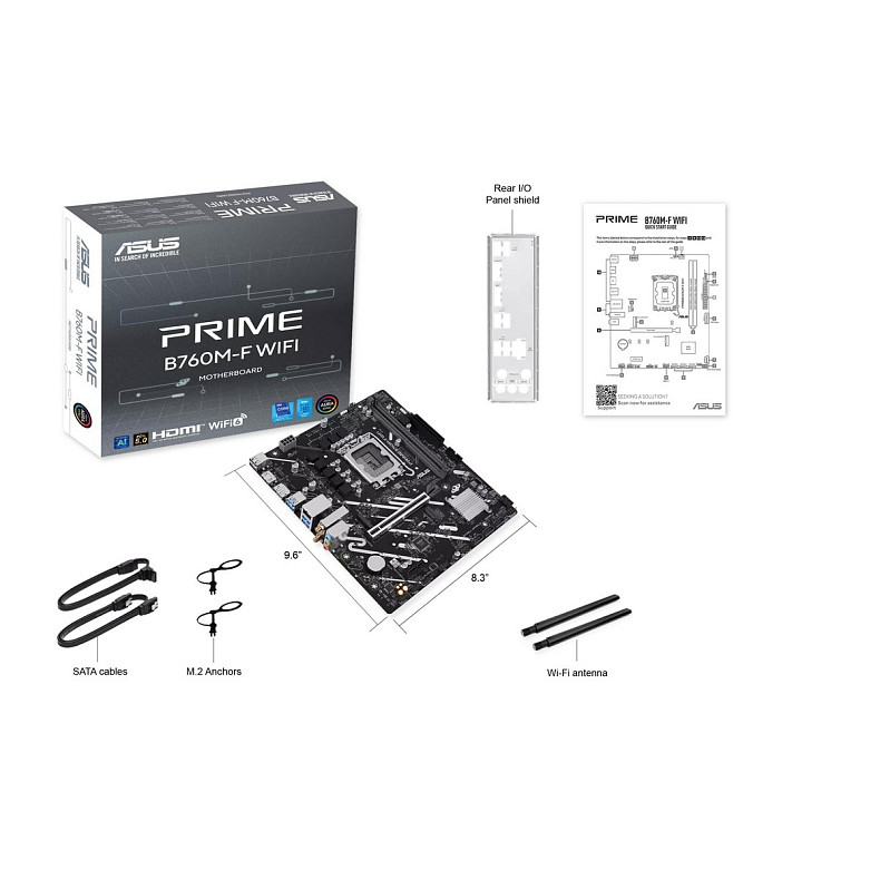 Материнcька плата ASUS PRIME B760M-F WIFI s1700 B760 2xDDR5 M.2 HDMI DP Wi-Fi BT mATX