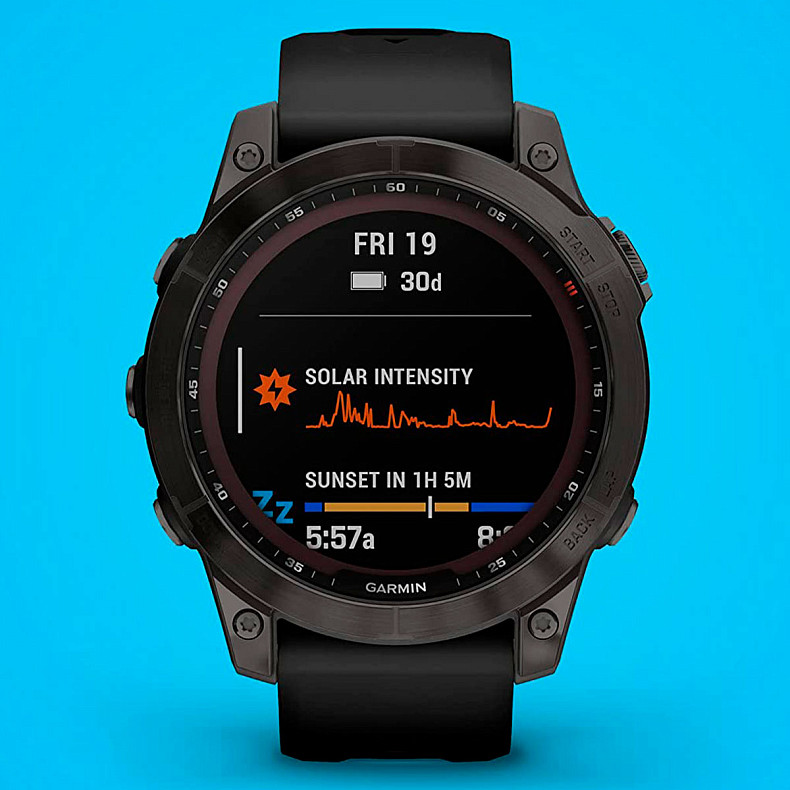 Спортивний годинник Garmin Fenix 7 Sapphire Solar Carbon Gray DLC Titanium with Black Band