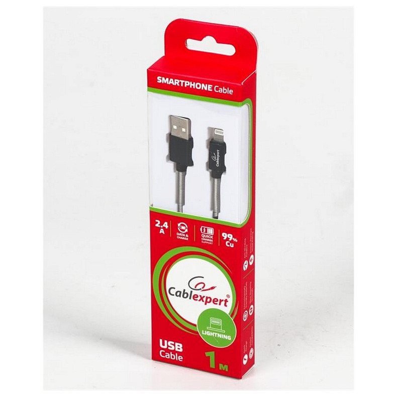 Кабель Cablexpert (CCPB-L-USB-06BK) USB 2.0 A - Lightning, премиум, 2.4А, 1м, черный