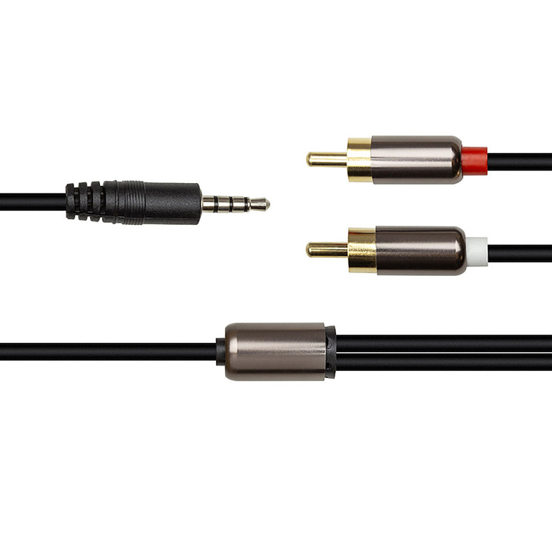 Аудио кабель PowerPlant 3.5мм Stereo Plug - 2*RCA, 1 м