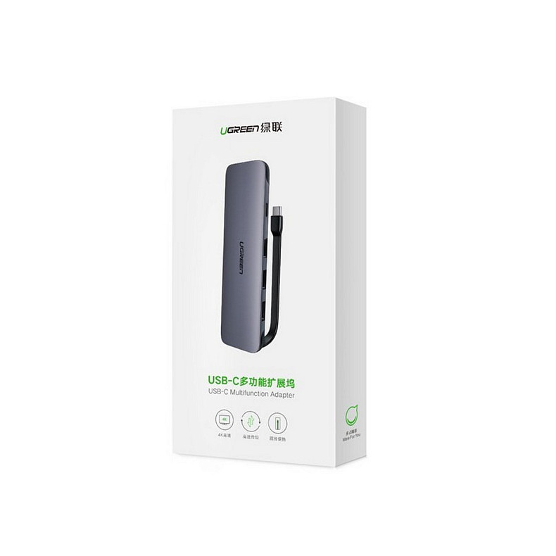 Док-станция USB3.0 Type-C --> HDMI/USB 3.0x3/Type-c PD Ugreen CM285 Серая