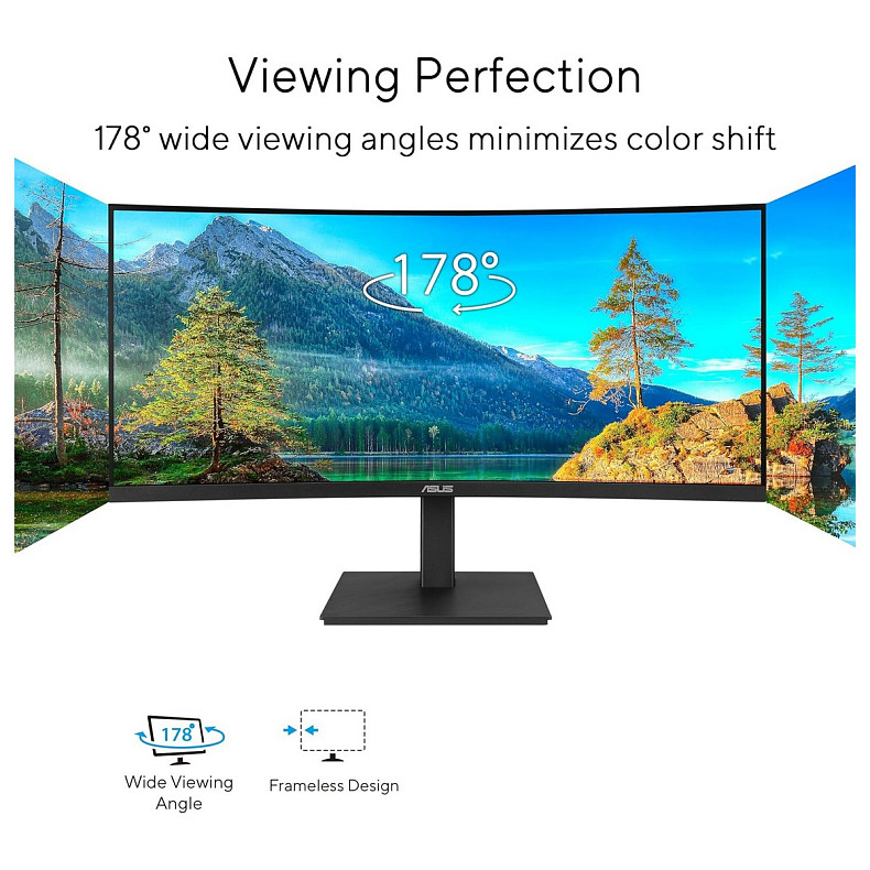 Монітор Asus 34" VA34VCPSR HDMI, DP, USB-C, 3xUSB, RJ-45, MM, VA, 3440x1440, 21:9, 100Hz, 4ms