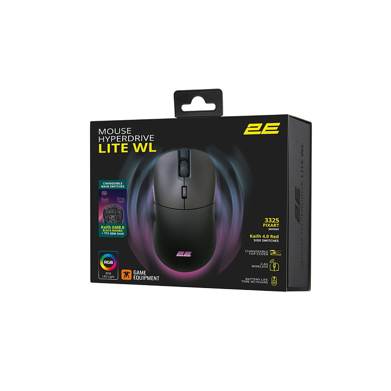 Мышка 2E GAMING HyperDrive Lite WL, RGB Black (2E-MGHDL-WL-BK)