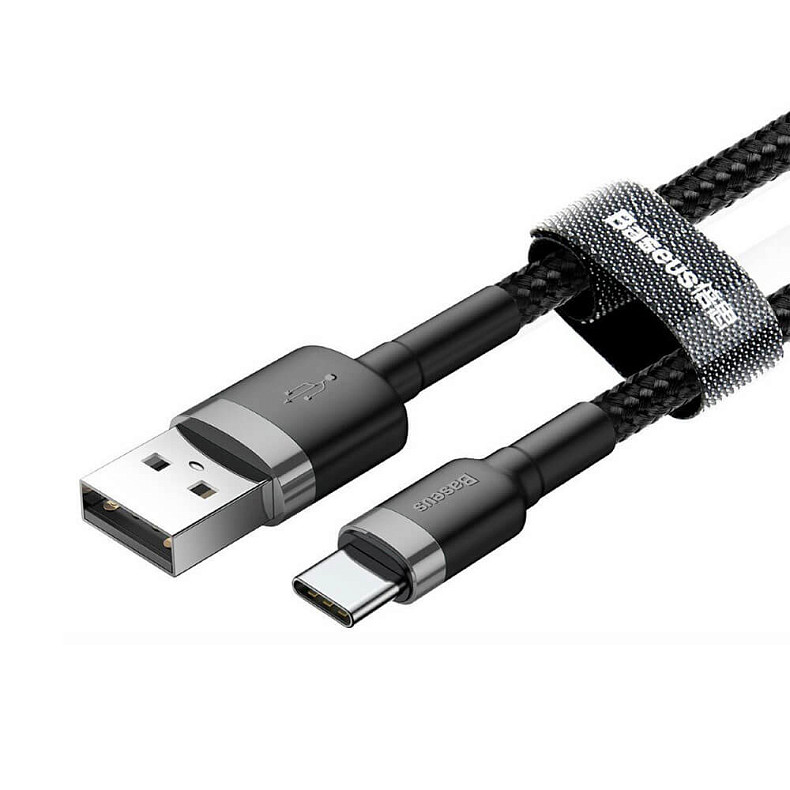 Кабель Baseus Cafule Cable USB For Type-C 3A 2m Gray/Black (CATKLF-CG1)