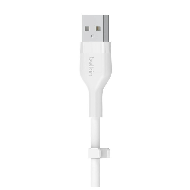 Кабель Belkin USB-A > Lightning, 1м, силиконовый, с клипсой, белый