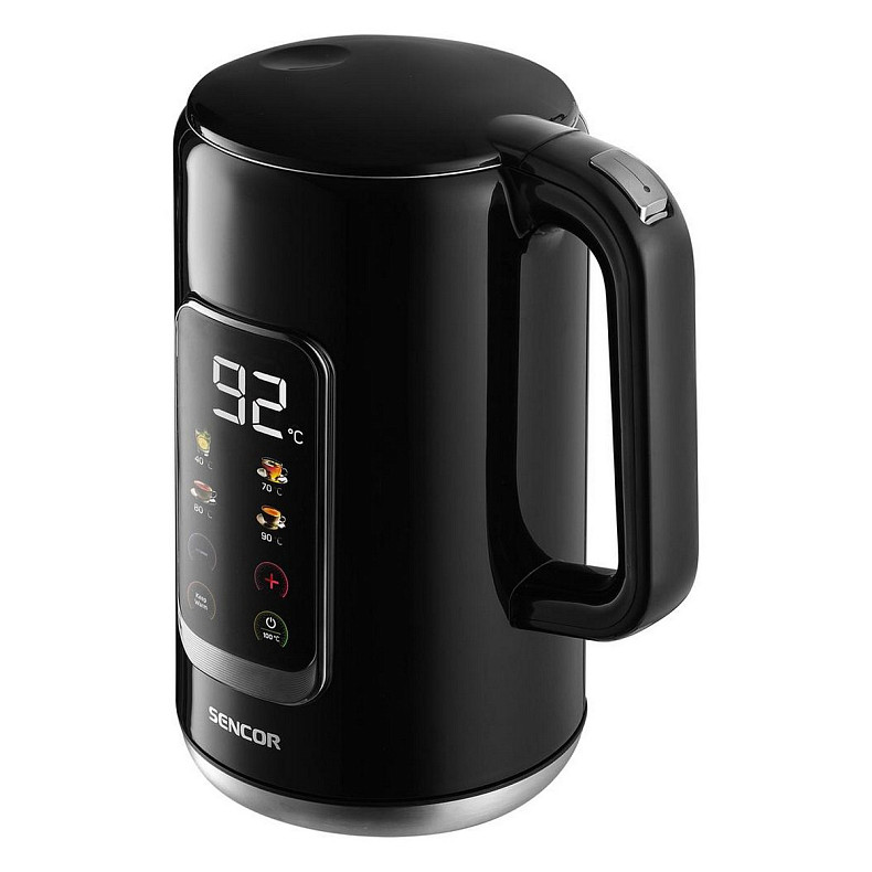 Електрочайник Sencor 1.7л, Strix, LED дисплей, подвійні стінки, сенс. керування, чорний
